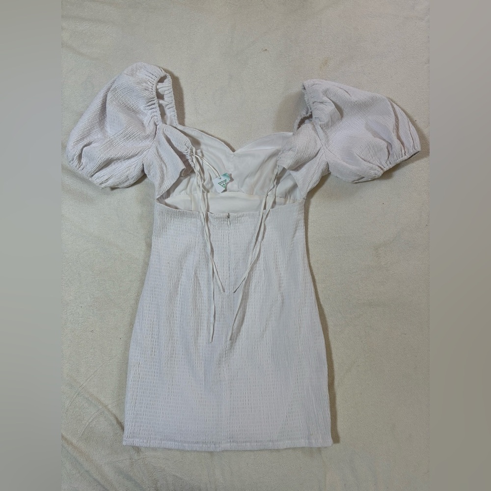 Guess Charlotte Off-The-Shoulder A-Line Mini Dress Pure White - Picture 2 of 10